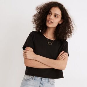 Madewell Luxe Boxy-Crop Black Tee